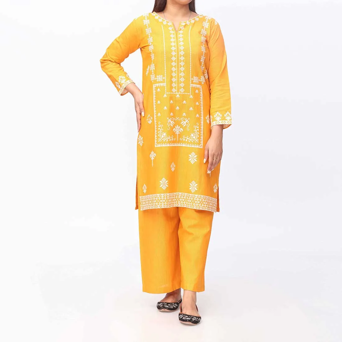 2PC-Embroidered Khaddar Suit PW9126