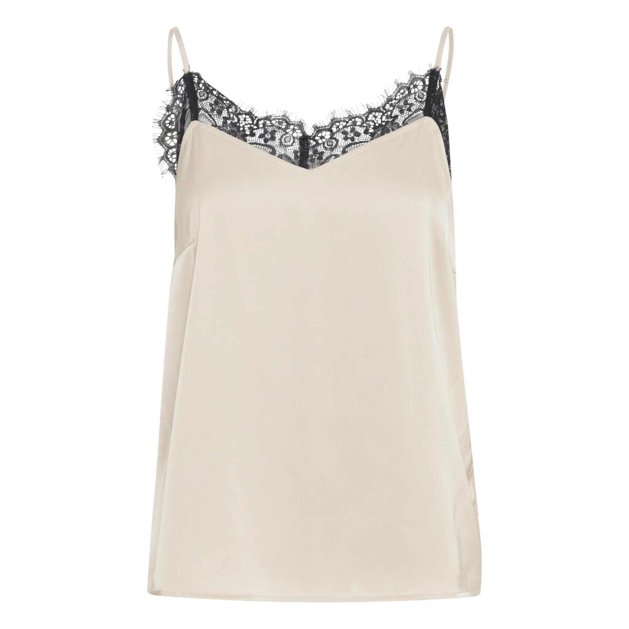 B Young Flair Lace Strappy Top Cement