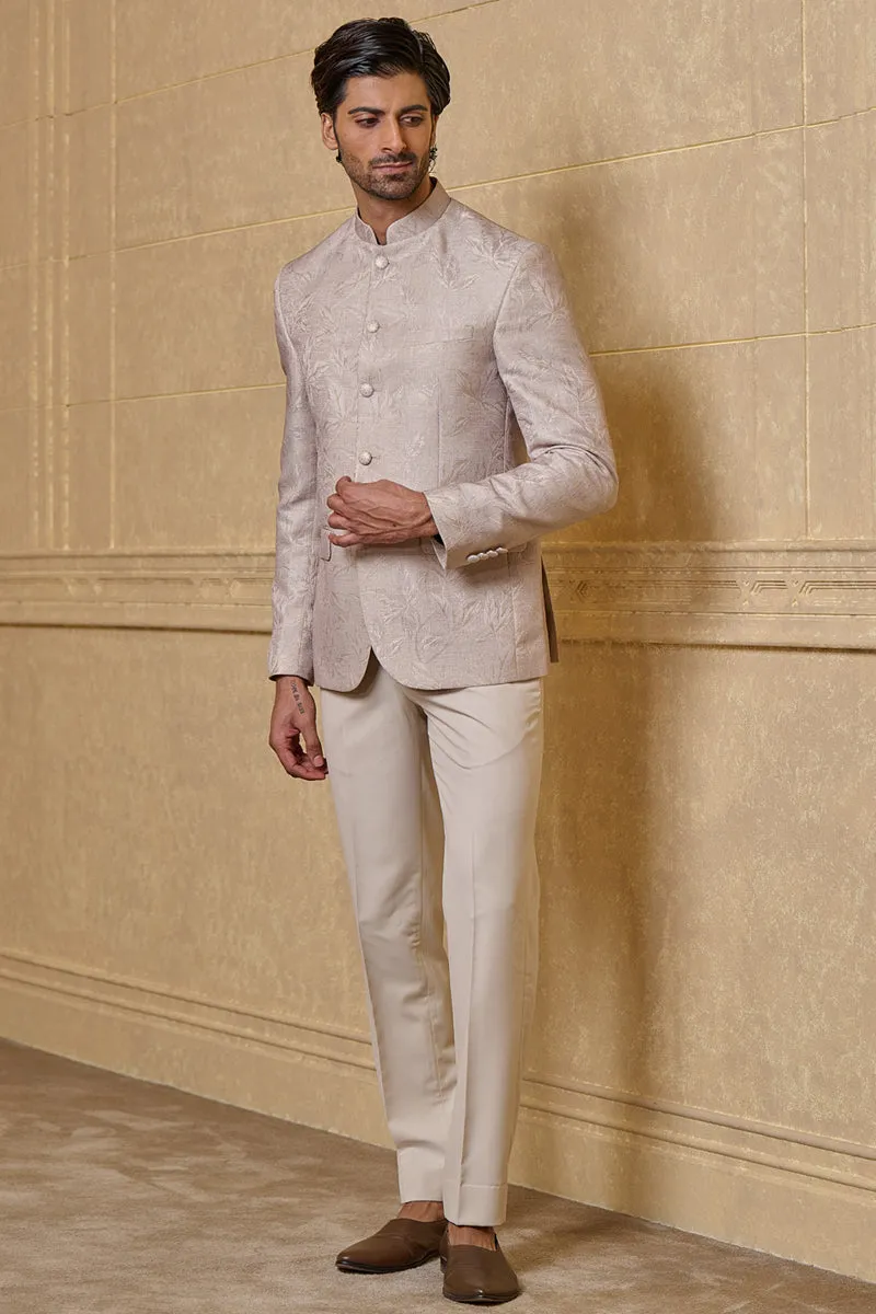 Beige All Over Embroidered Bandhgala