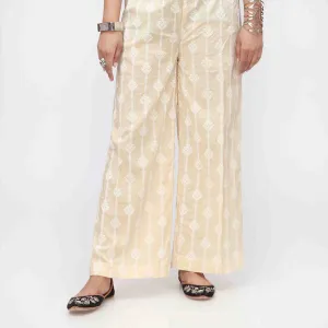 Beige Puff Printed Cambric Trouser PW3592