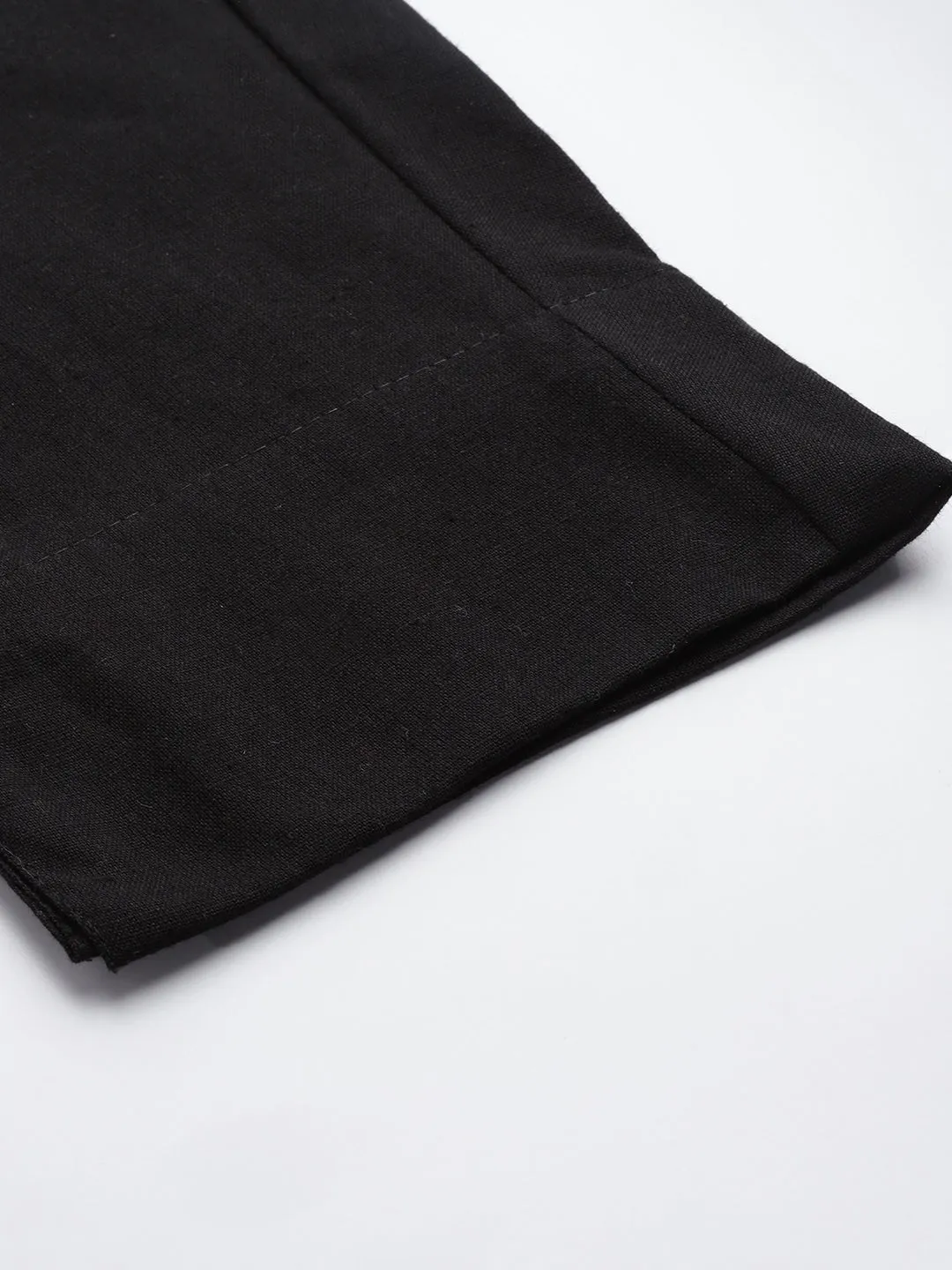 Black Cotton Fit  Trousers