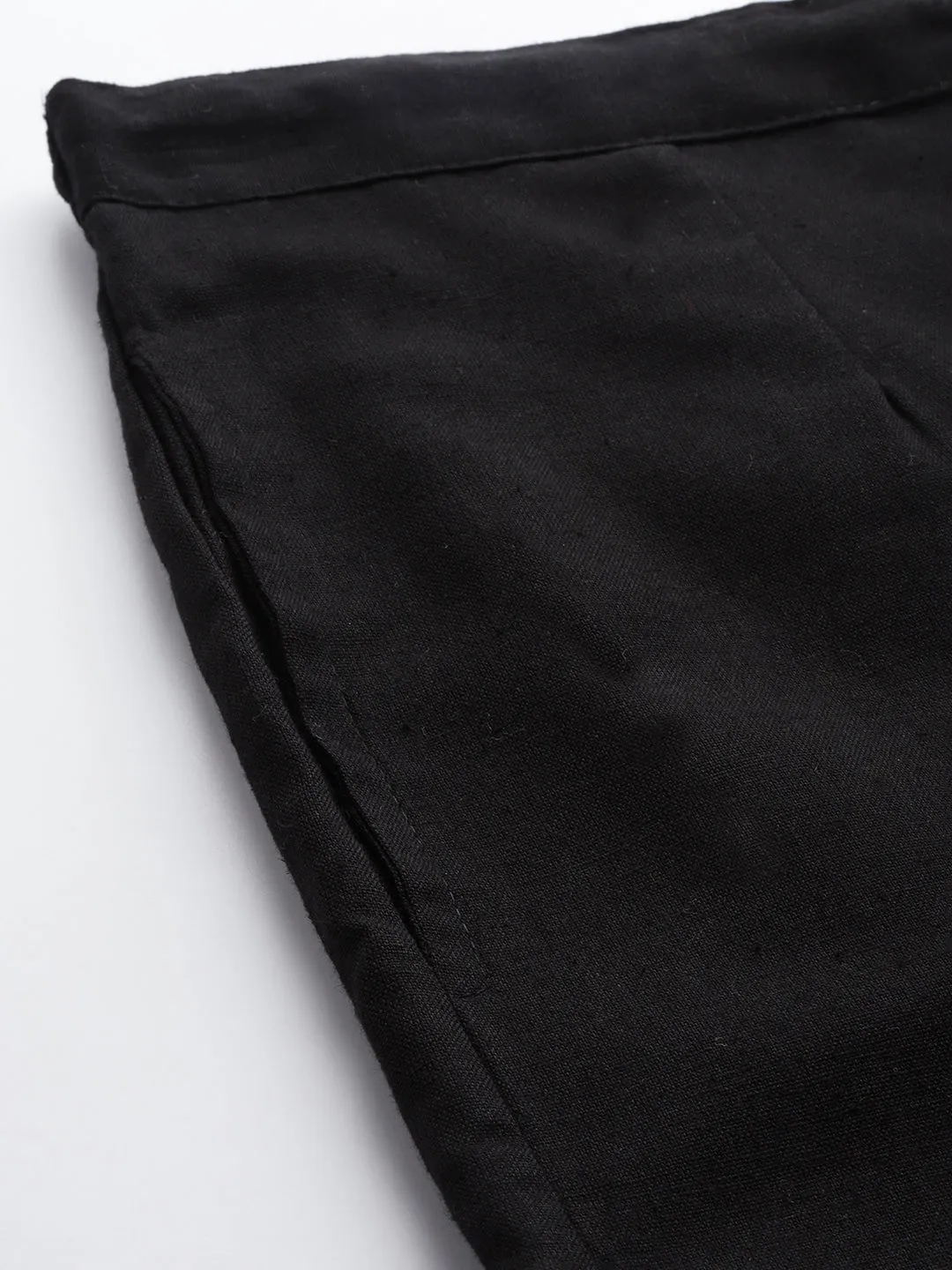 Black Cotton Fit  Trousers