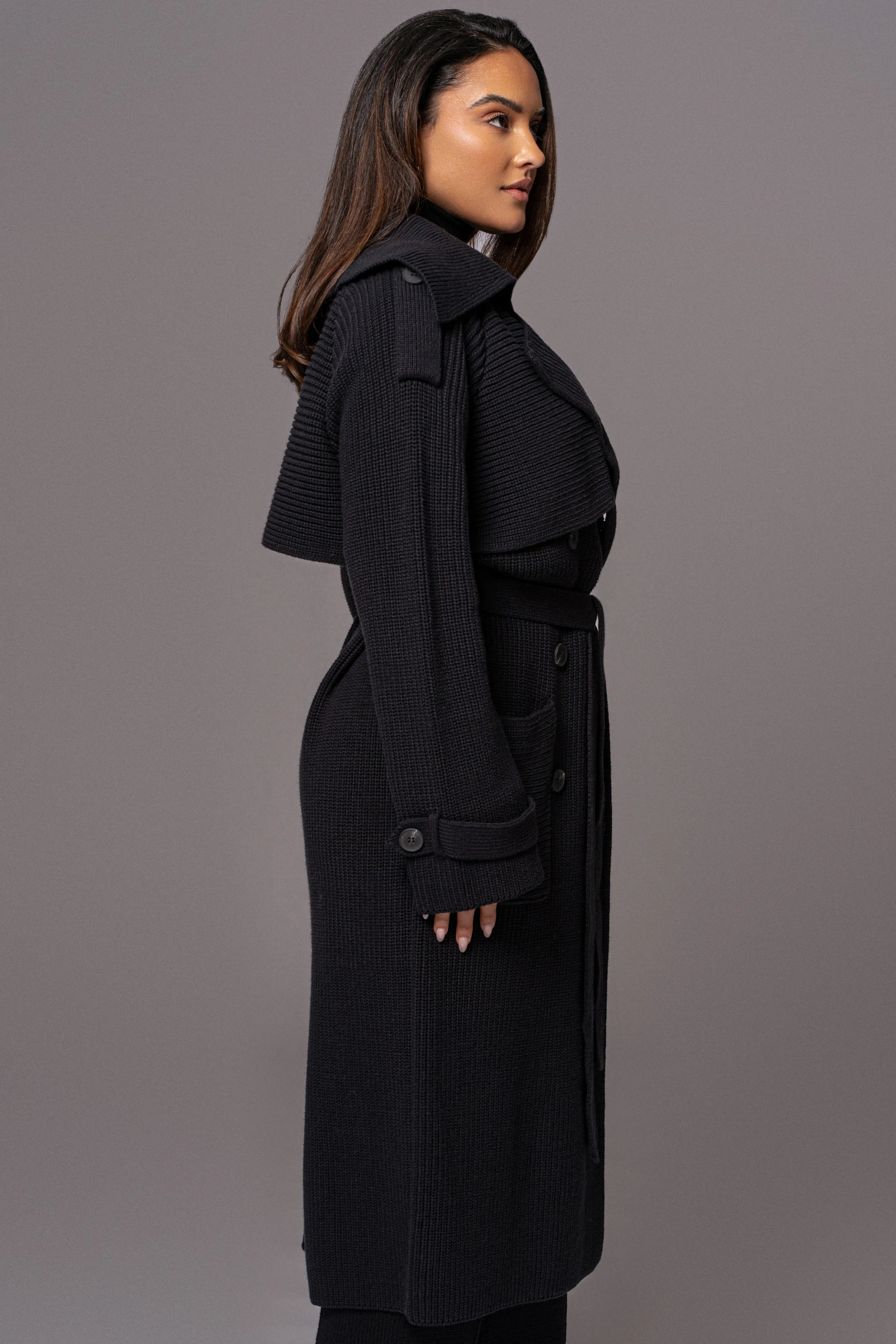 Black Maxinne Knit Coat