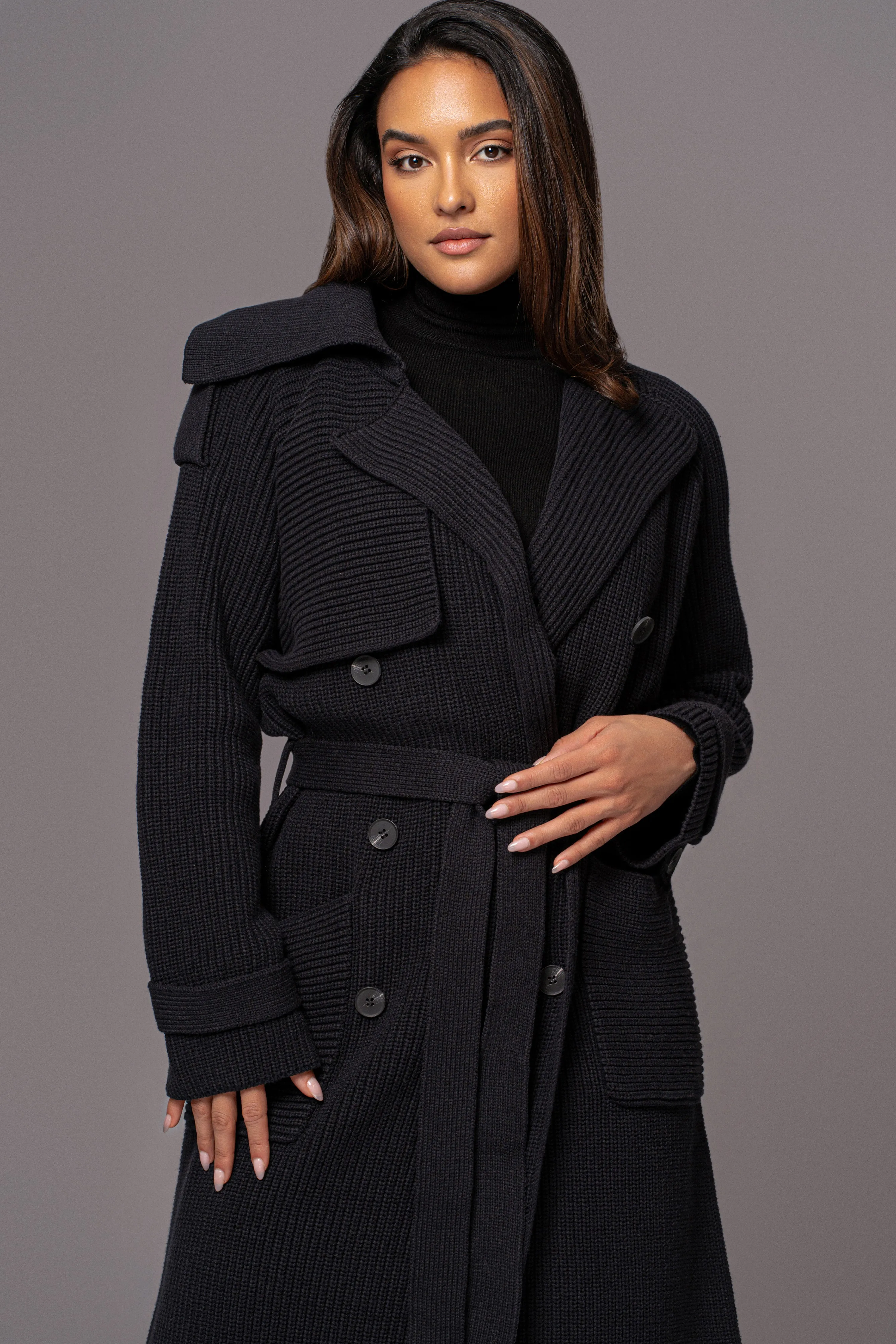 Black Maxinne Knit Coat