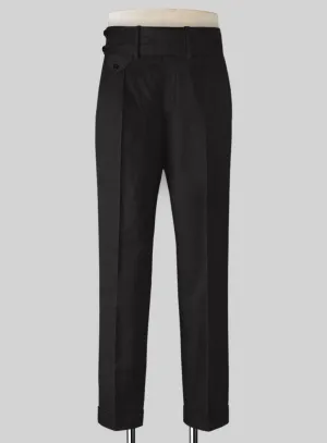 Black Merino Double Gurkha Wool Trousers