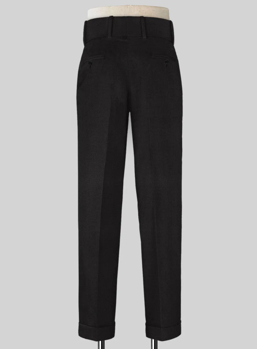 Black Merino Double Gurkha Wool Trousers