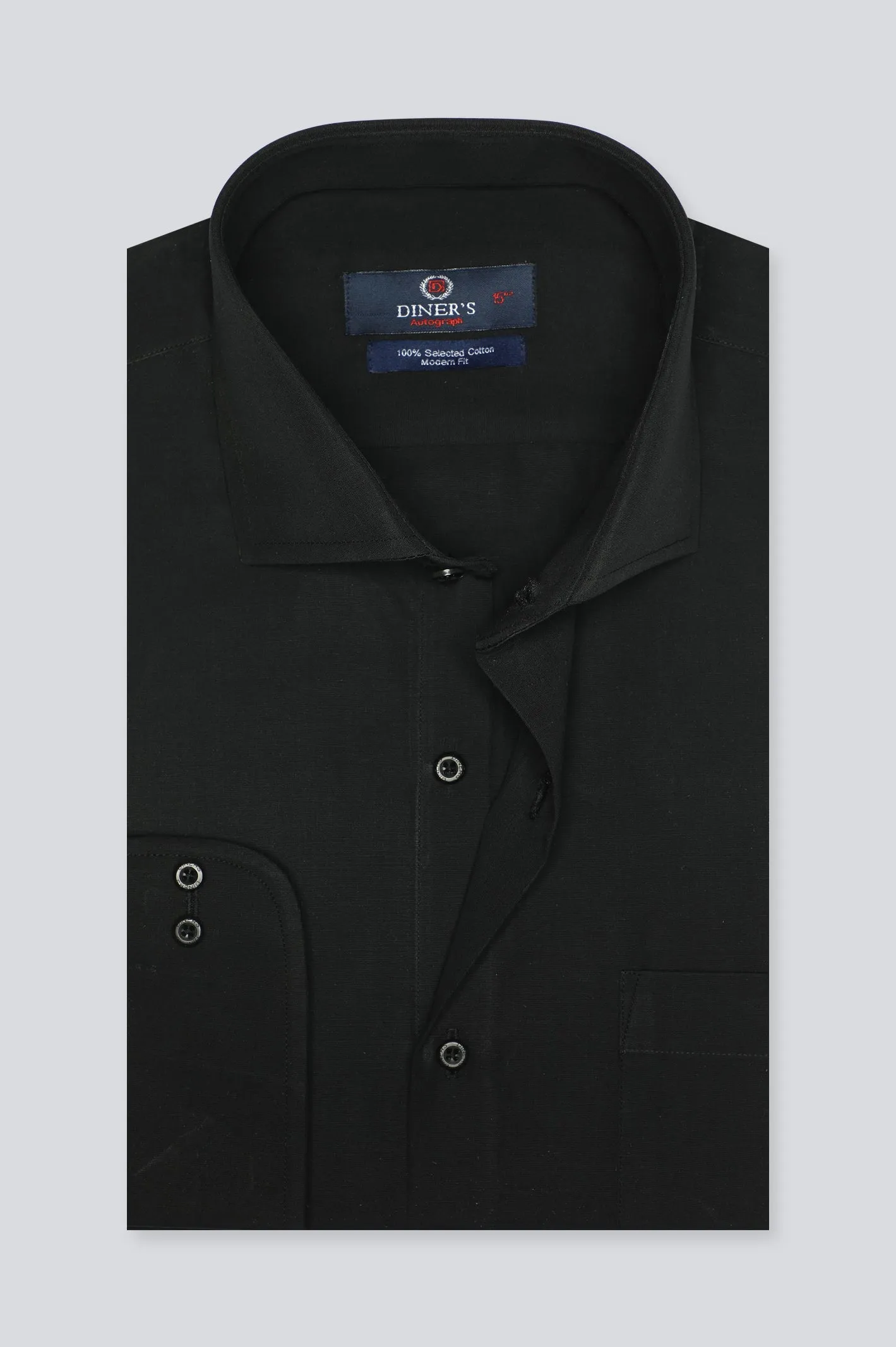 Black Plain Formal Autograph Shirt