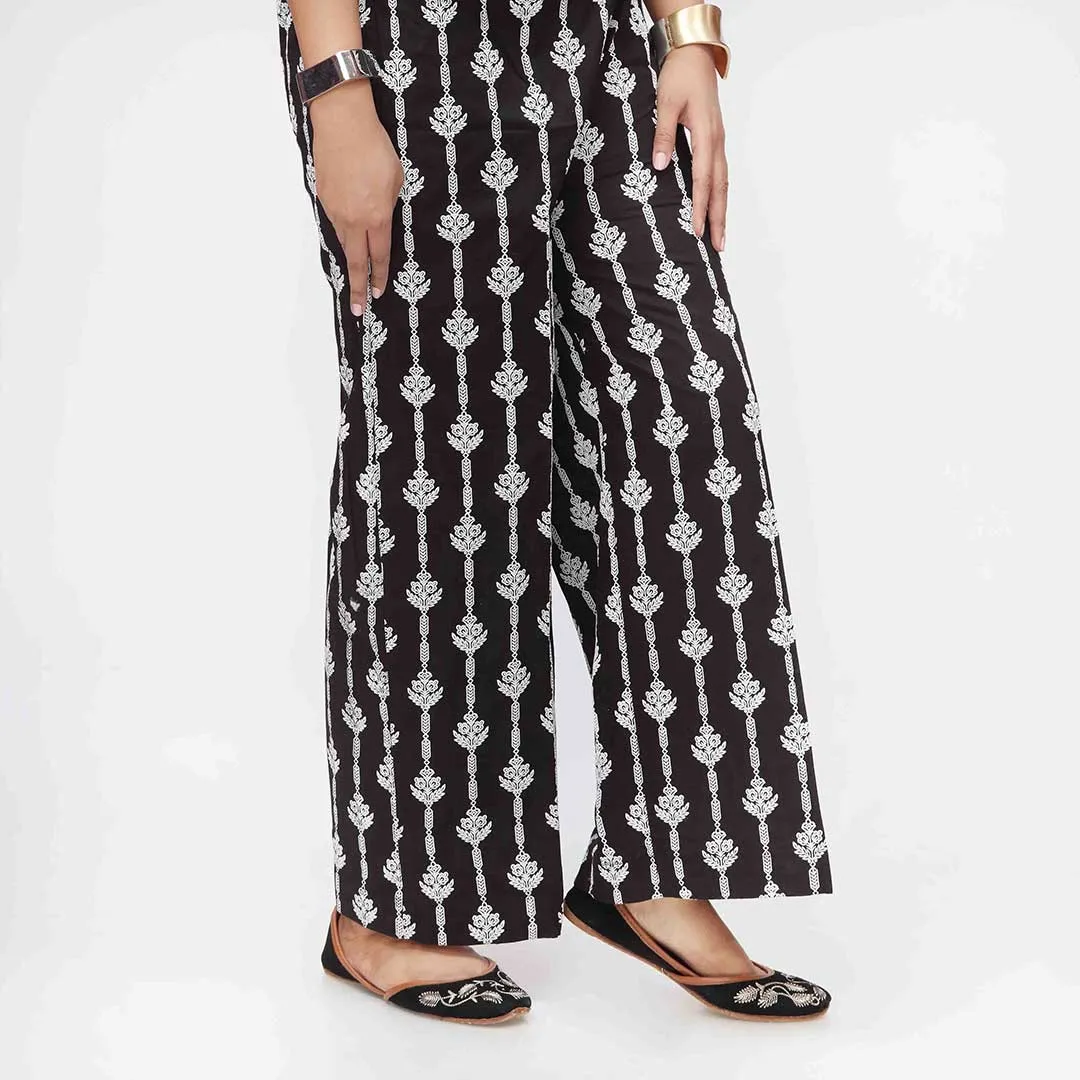 Black Puff Printed Cambric Trouser PW3592