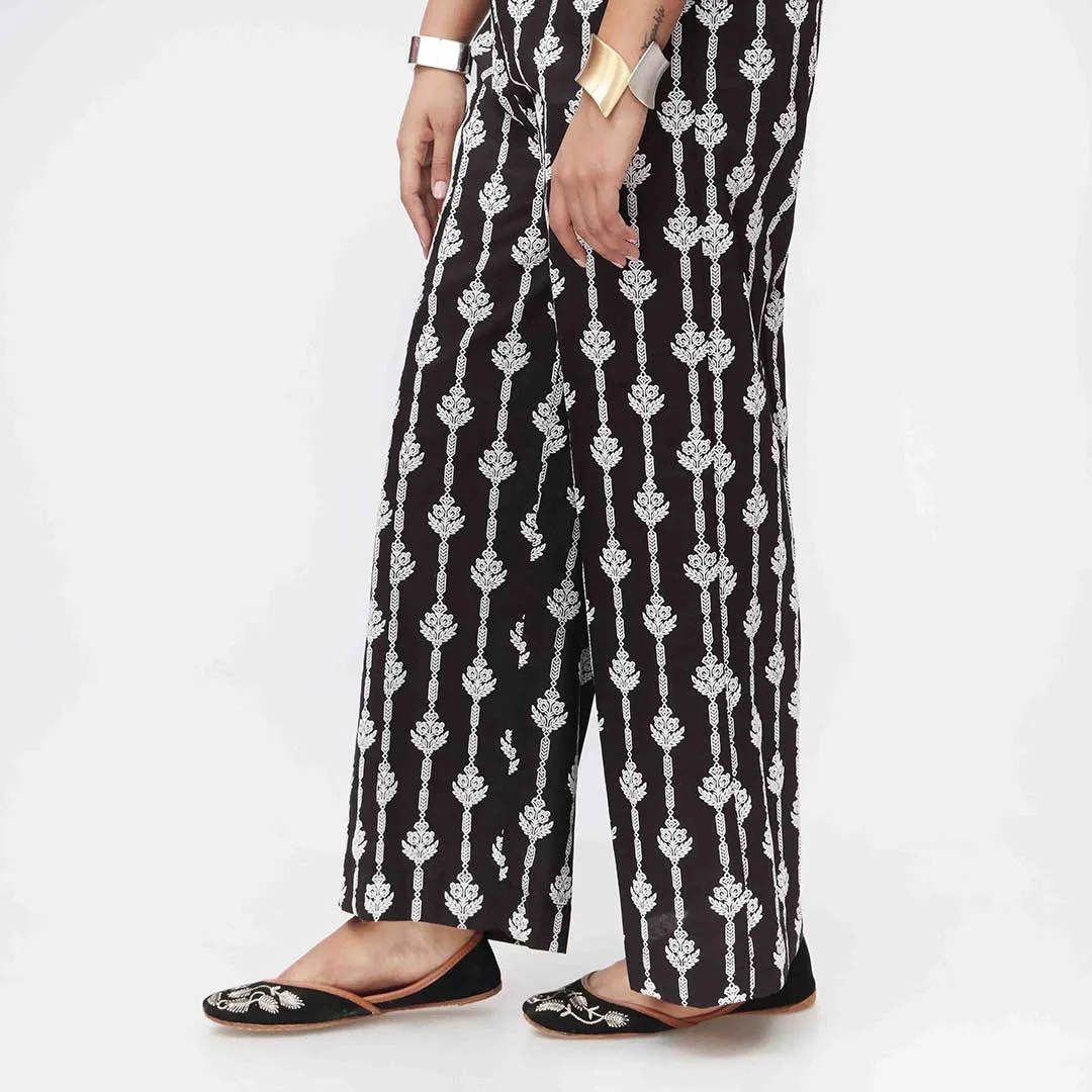 Black Puff Printed Cambric Trouser PW3592