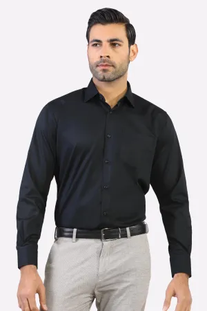 Black Self Textured Formal Shirt