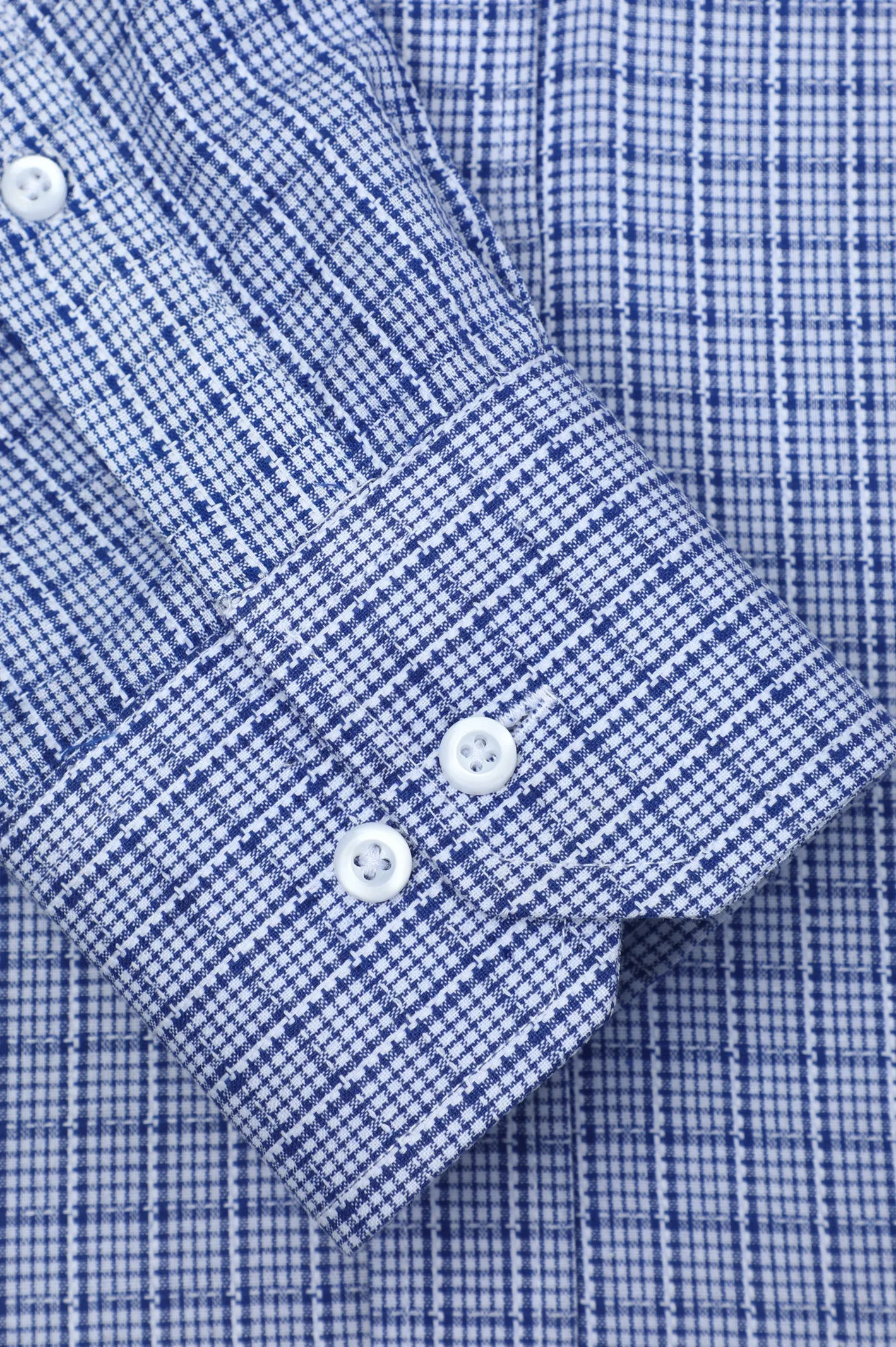 Blue Houndstooth Check Formal Shirt