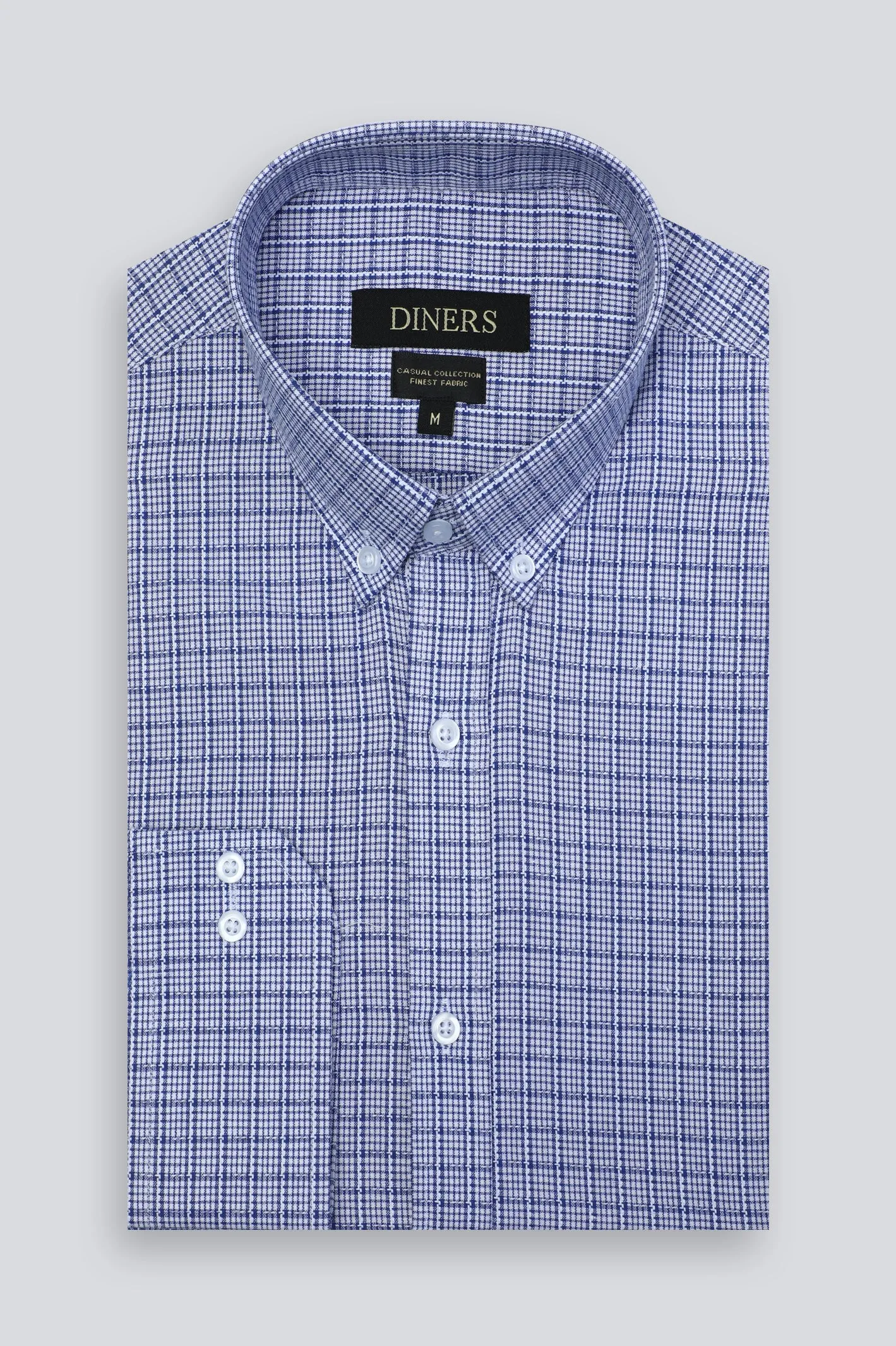 Blue Houndstooth Check Formal Shirt