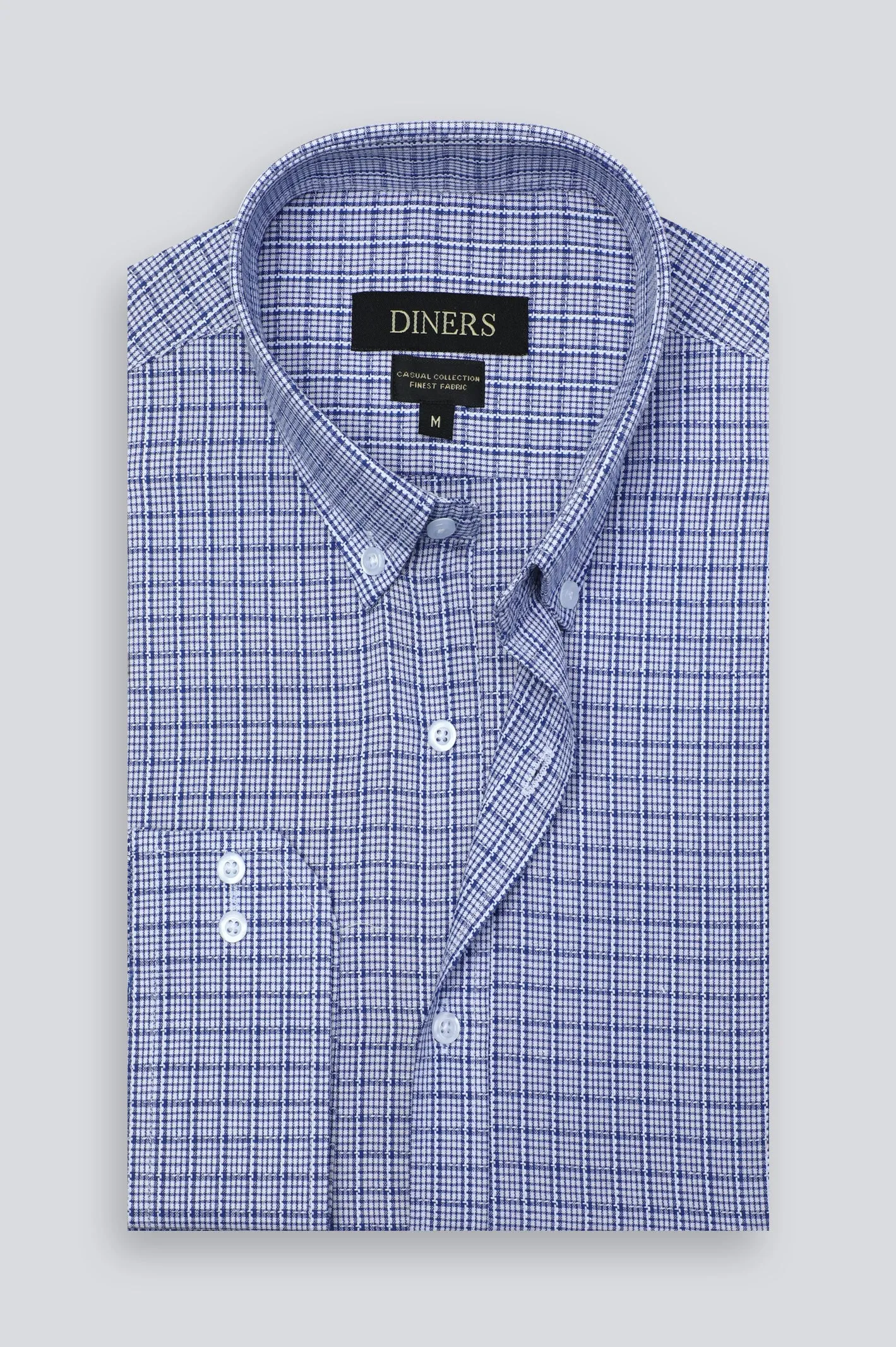 Blue Houndstooth Check Formal Shirt