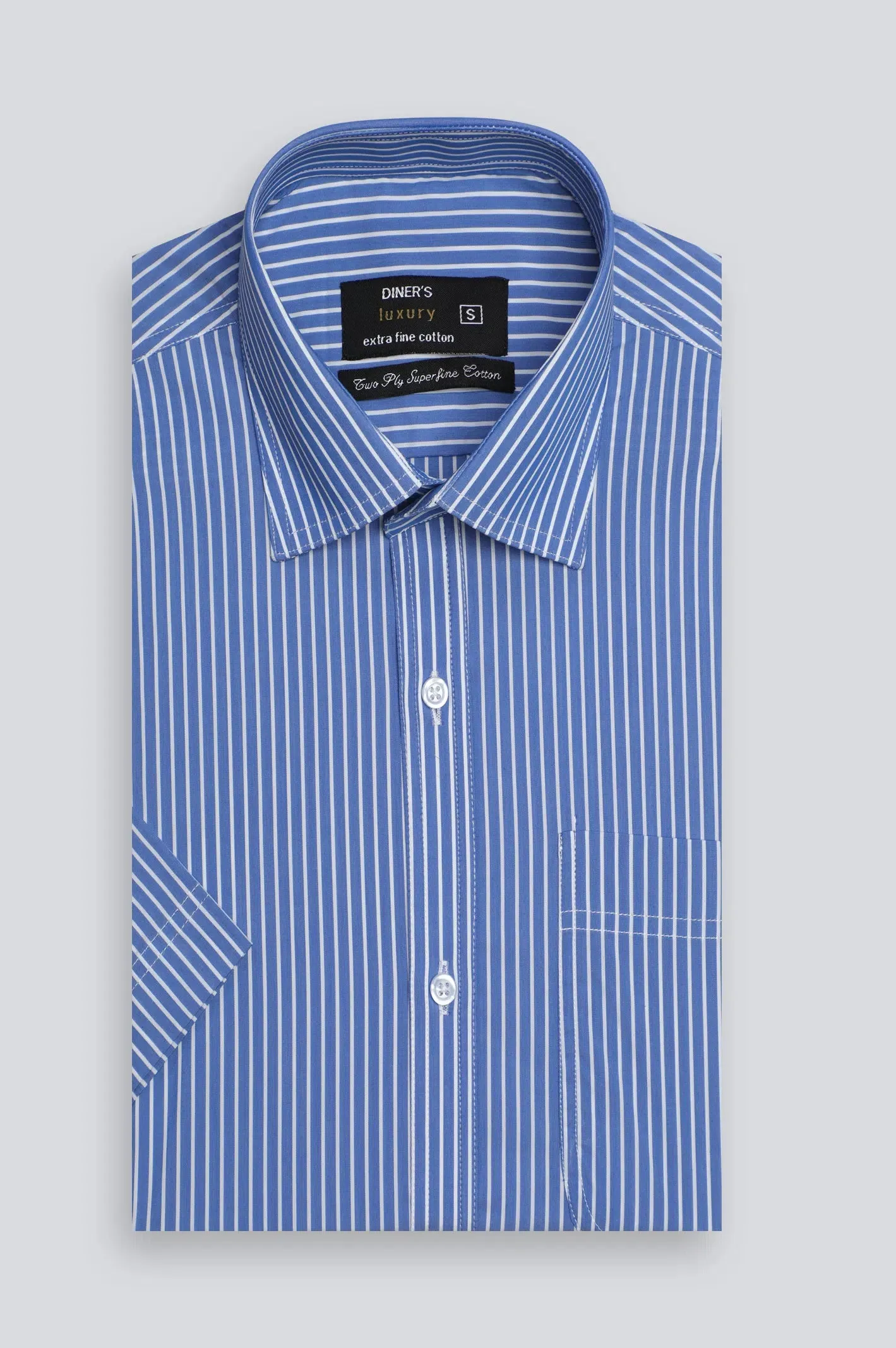 Blue Pinstripe Formal Shirt (Half Sleeves)