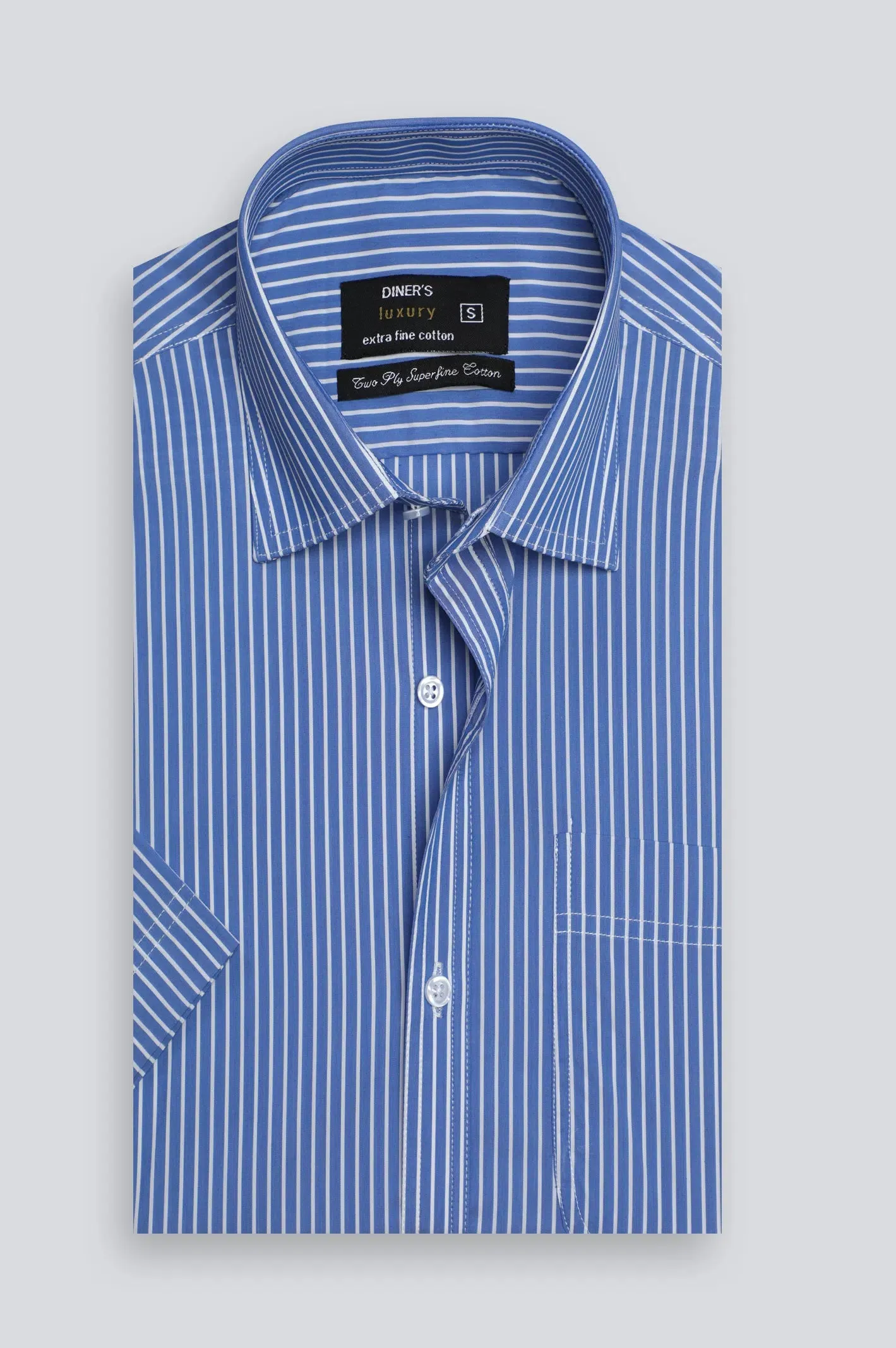 Blue Pinstripe Formal Shirt (Half Sleeves)