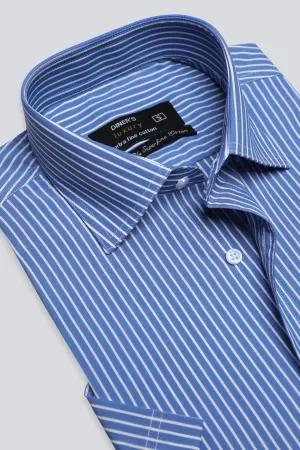 Blue Pinstripe Formal Shirt (Half Sleeves)