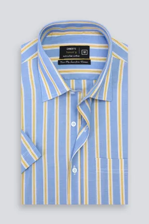 Blue Stipes Formal Shirt (Half Sleeves)