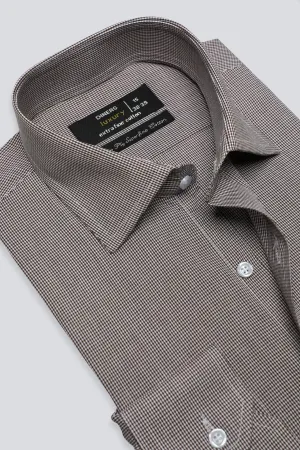 Brown Mini Check Formal Shirt