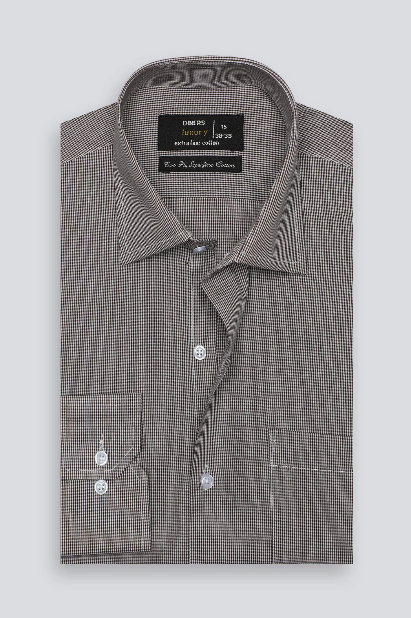 Brown Mini Check Formal Shirt