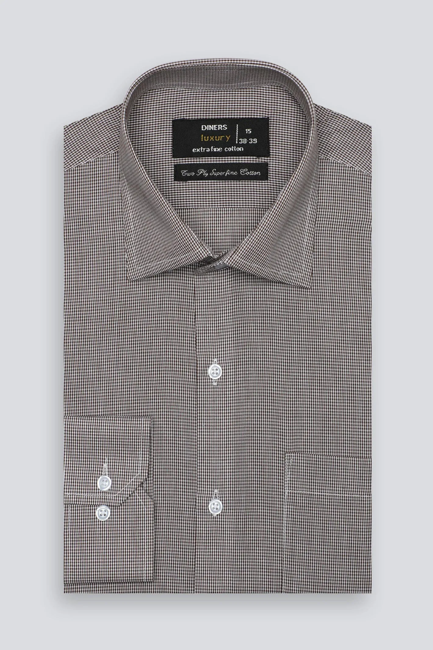 Brown Mini Check Formal Shirt