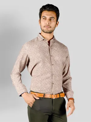 Brown Printed Slim Fit Party Wear Shirt | JB Studio