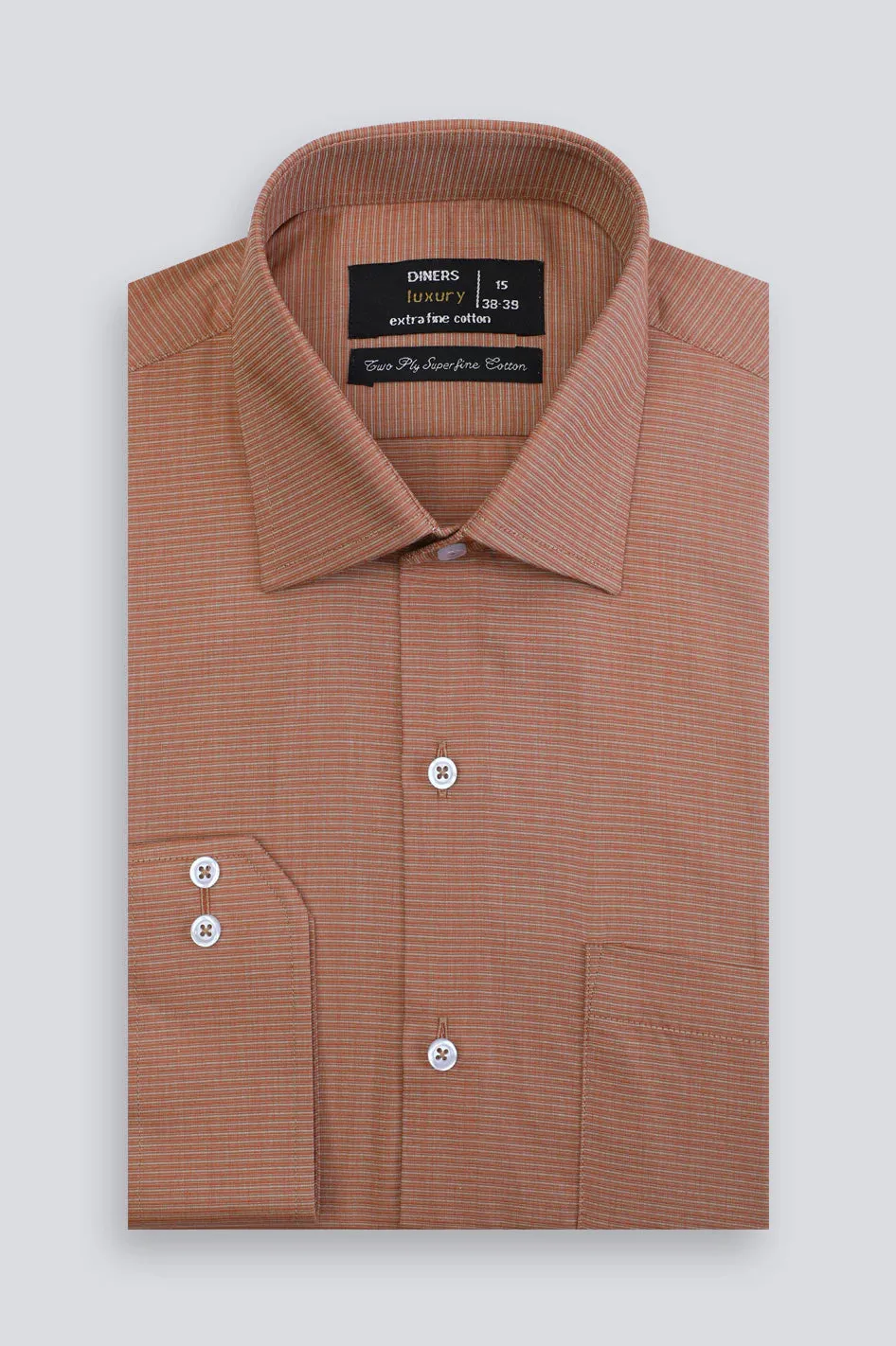 Brown Textured Formal Shirt