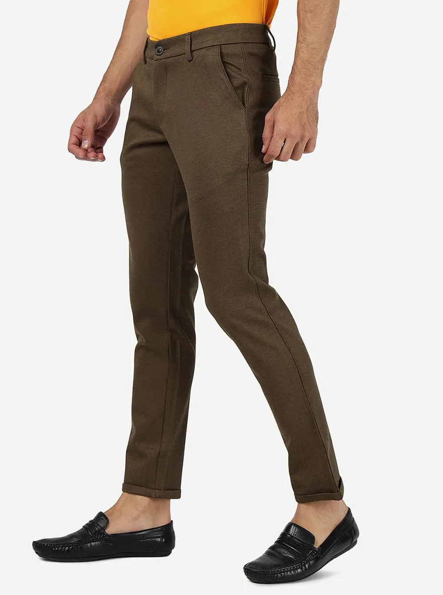 Coffee Brown Solid Venice Fit Casual Trouser | JadeBlue