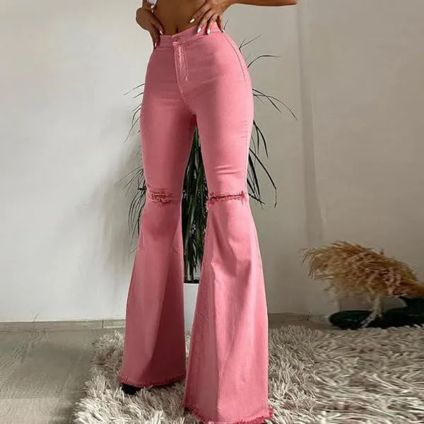 Colored Stretch Denim Trousers