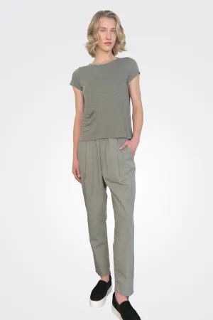 Cotton Stretch Waist Trousers - Grey