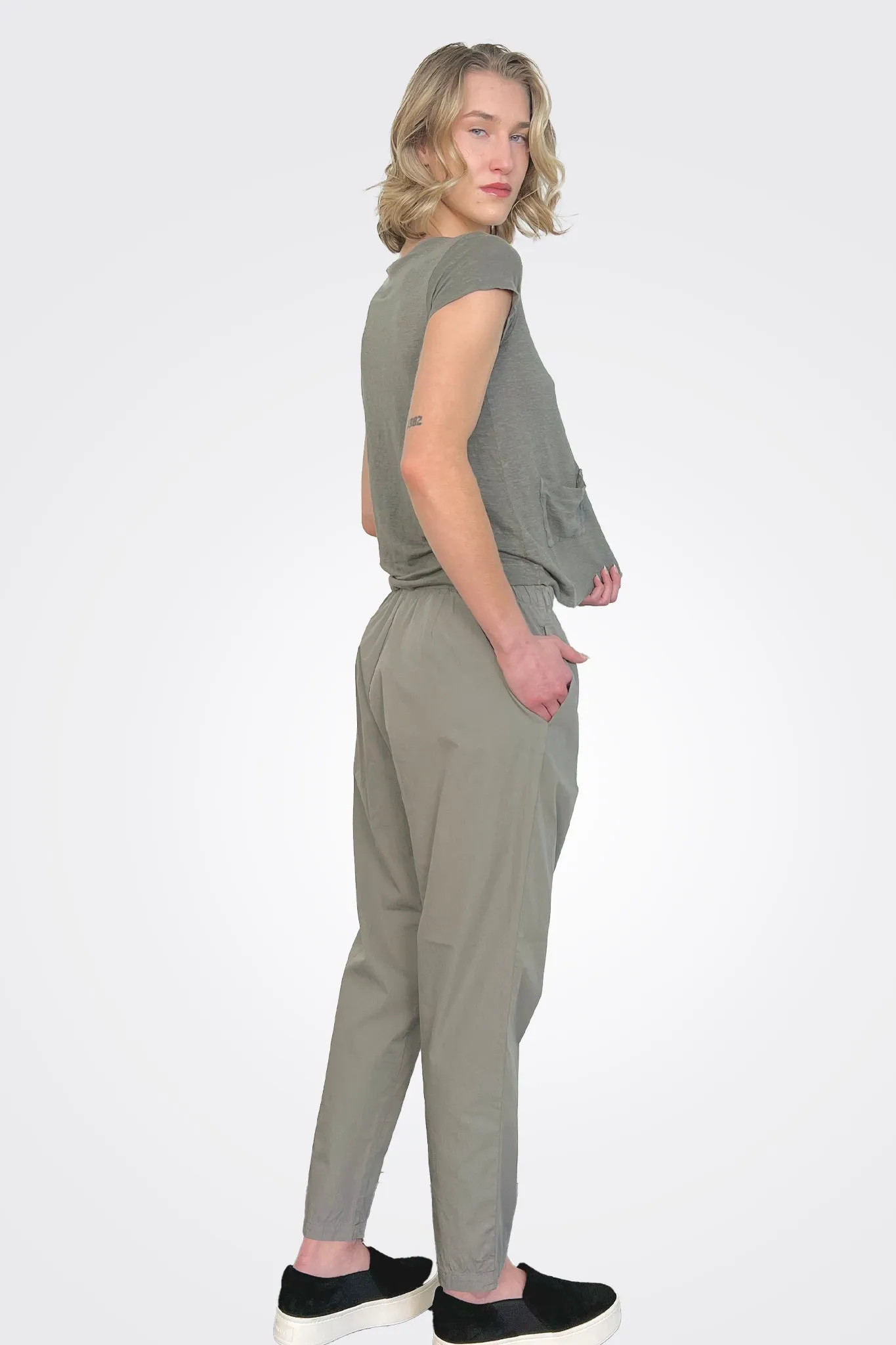 Cotton Stretch Waist Trousers - Grey