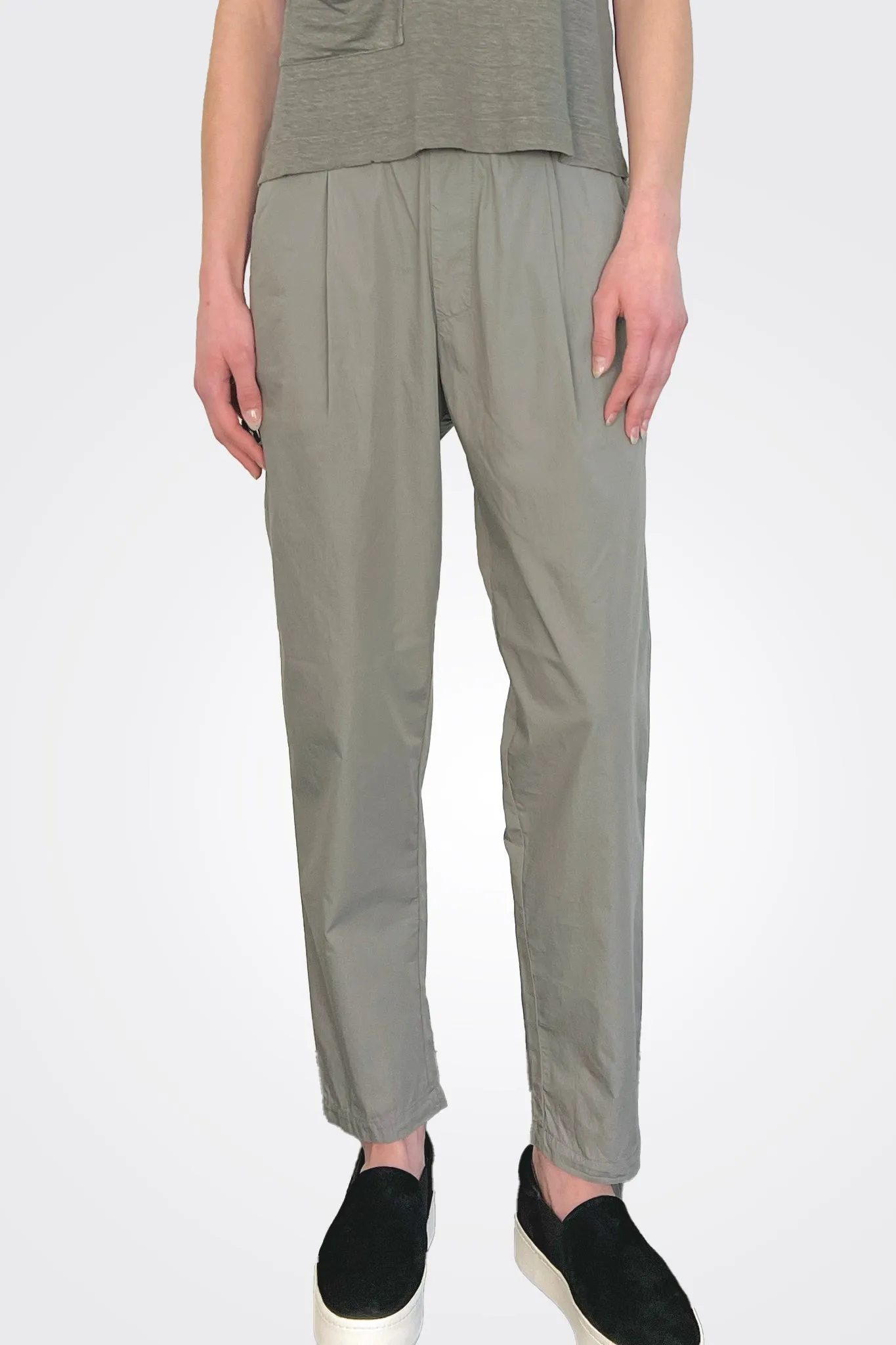 Cotton Stretch Waist Trousers - Grey