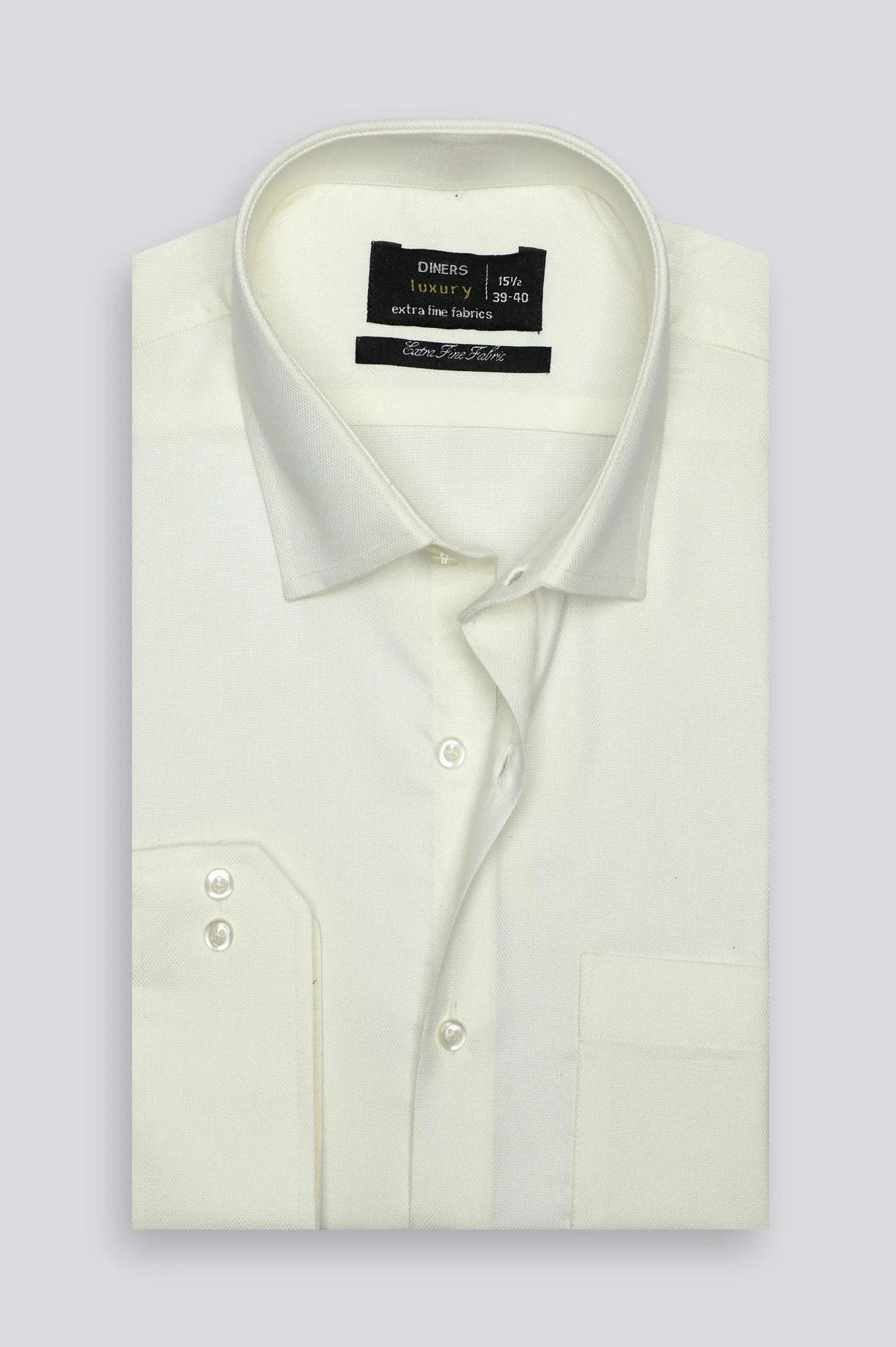 Cream Dobby Textured Formal Shirt