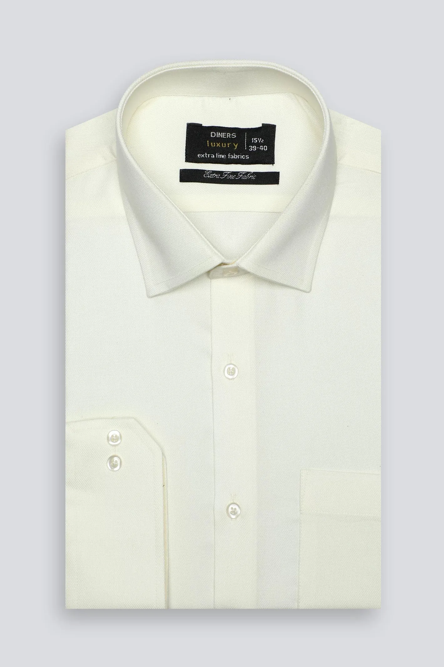 Cream Dobby Textured Formal Shirt