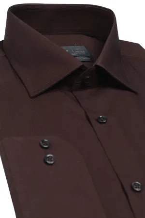 Dark Brown Plain Formal Shirt