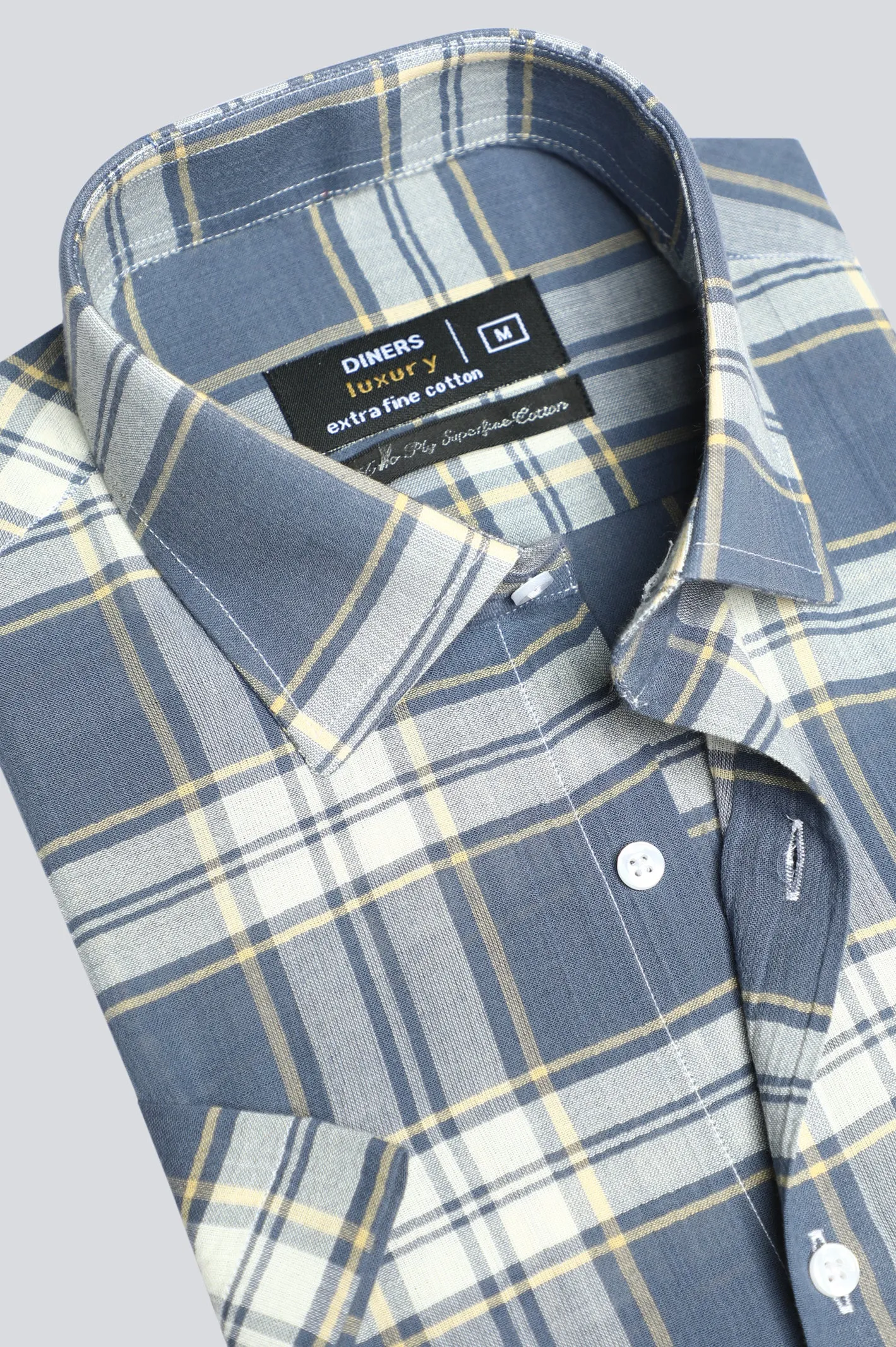 Dark Grey Check Formal Shirt (Half Sleeve)