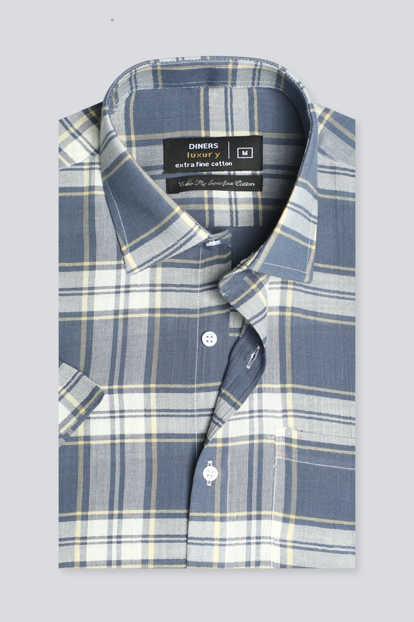 Dark Grey Check Formal Shirt (Half Sleeve)