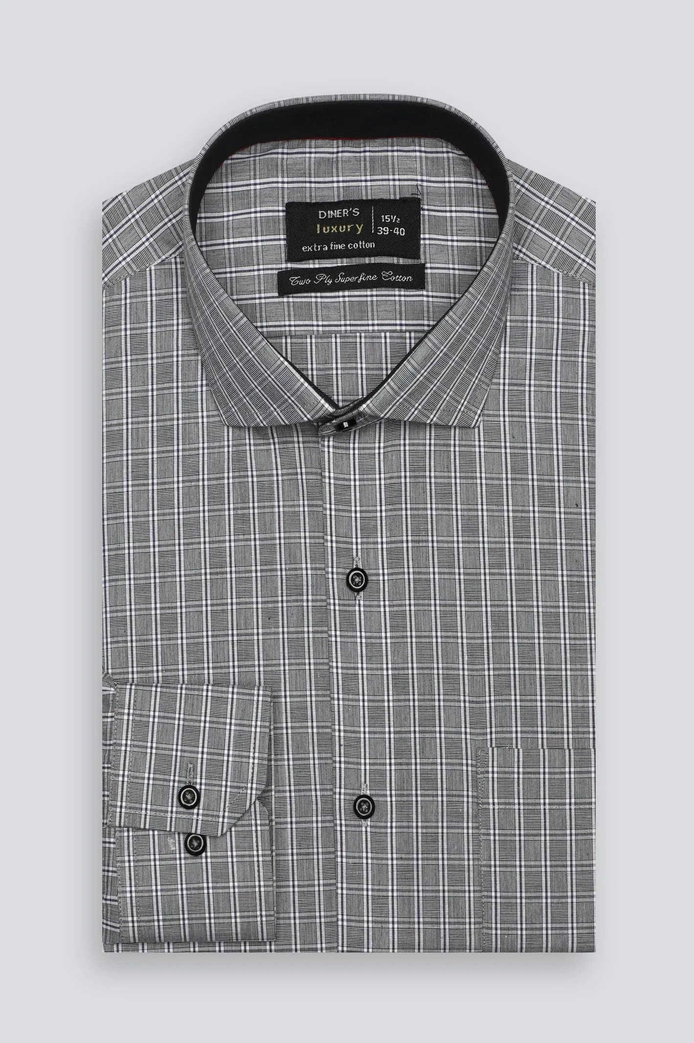 Dark Grey Check Formal Shirt