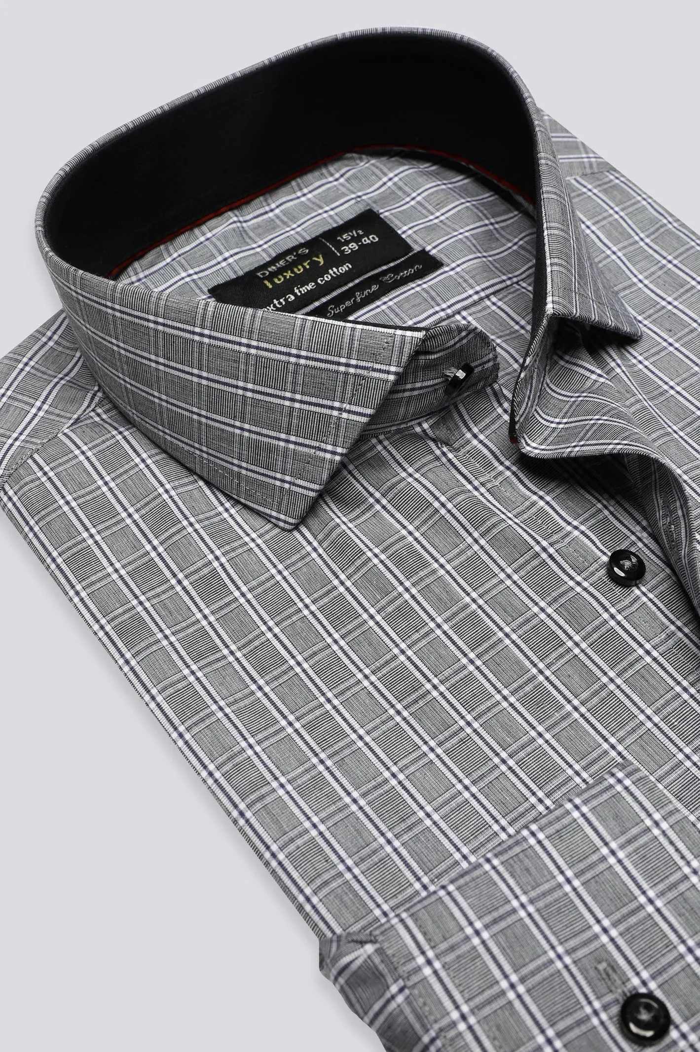 Dark Grey Check Formal Shirt