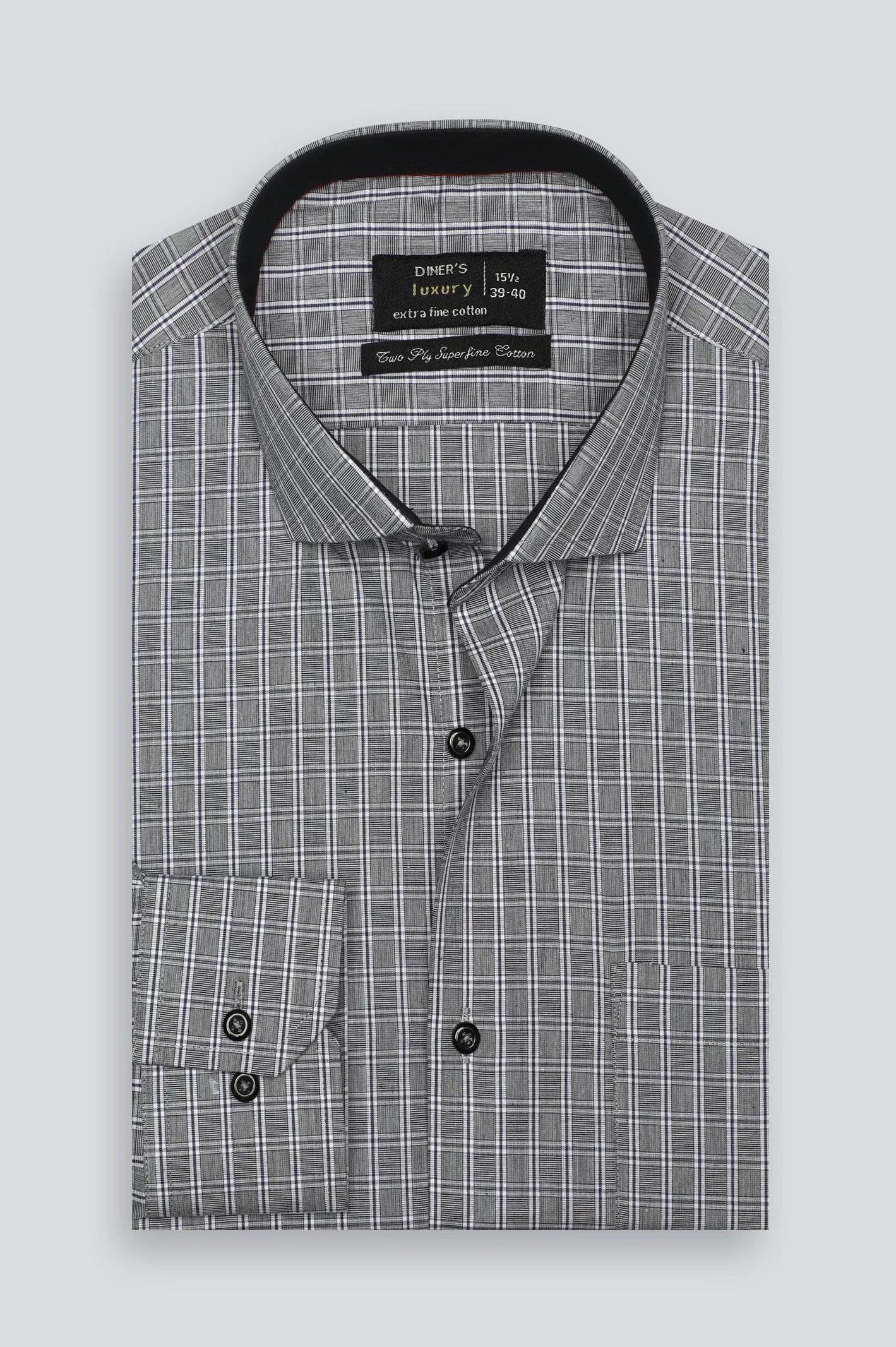 Dark Grey Check Formal Shirt