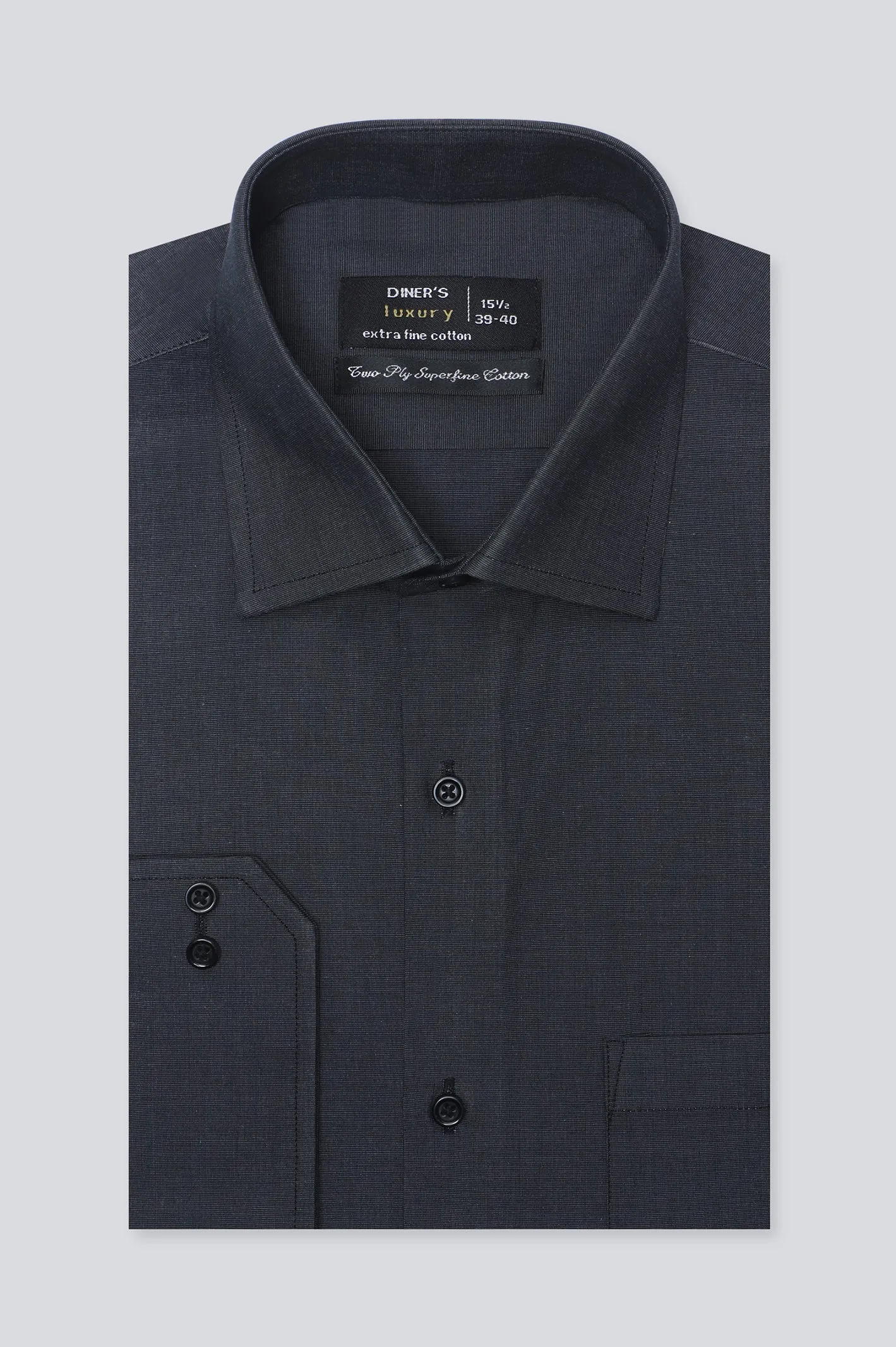 Dark Grey Plain Formal Shirt