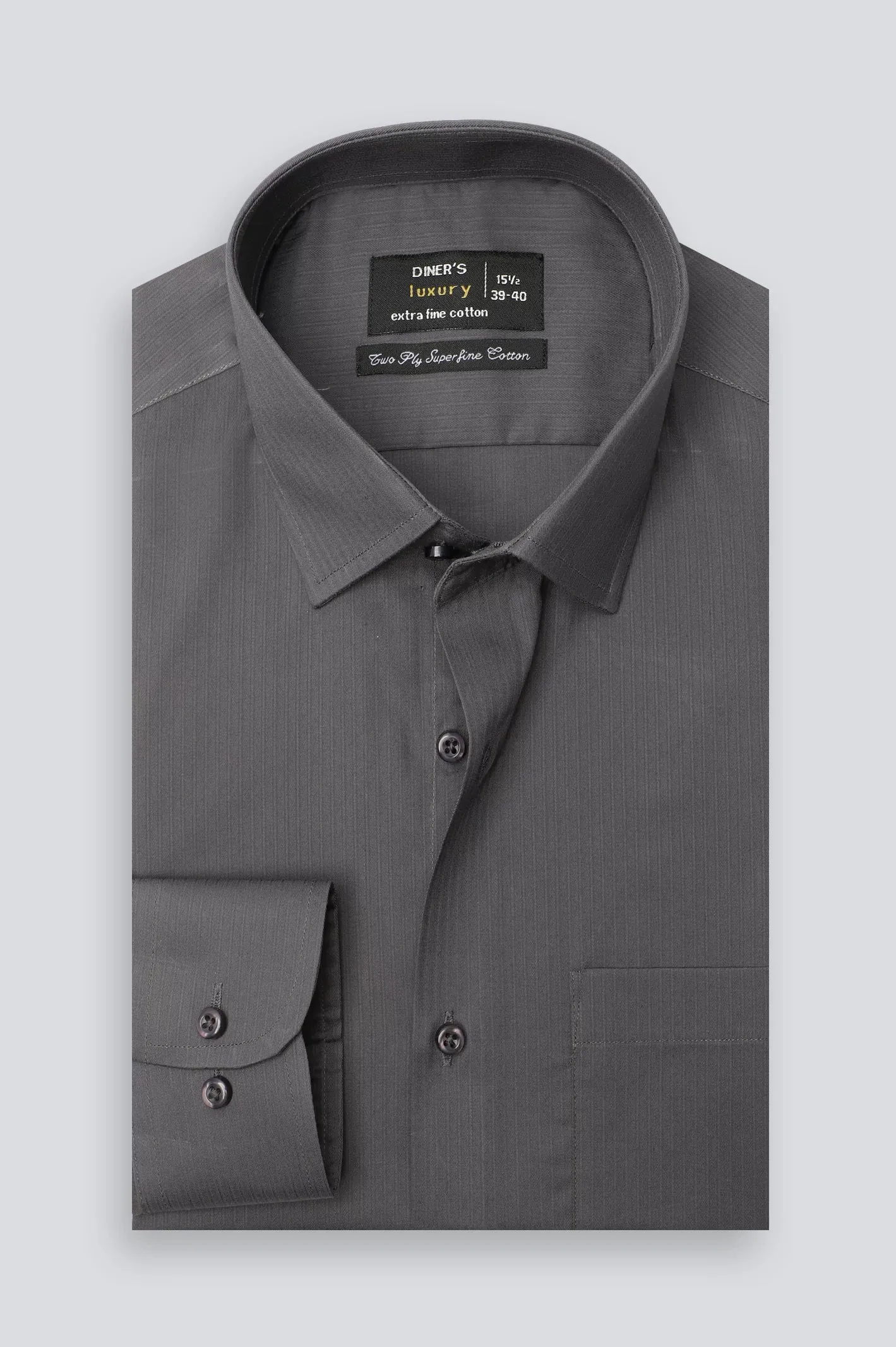 Dark Grey Stripe Textured Formal Shirt