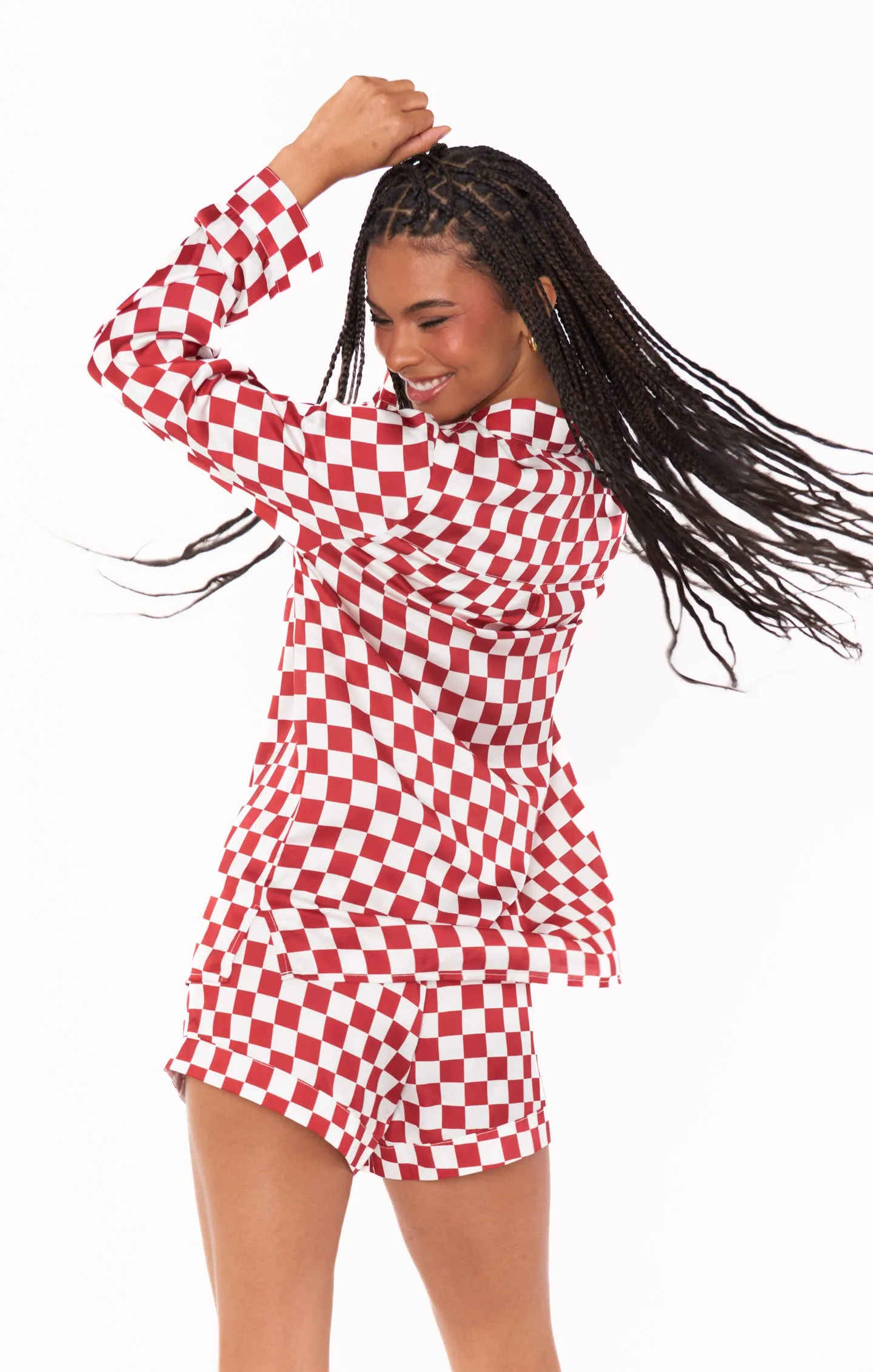 Early Riser PJ Set ~ Red Checker Silky