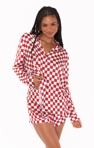 Early Riser PJ Set ~ Red Checker Silky