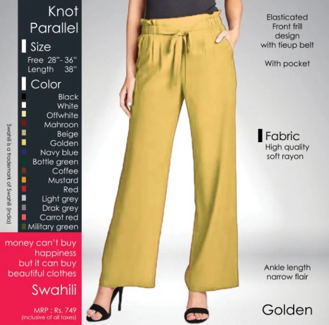 Fashionable Rayon Solid Trouser