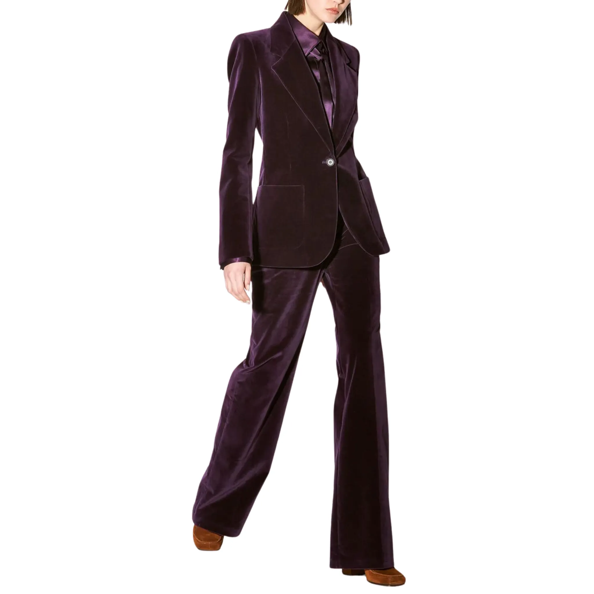 Flared Plum Velvet Trousers