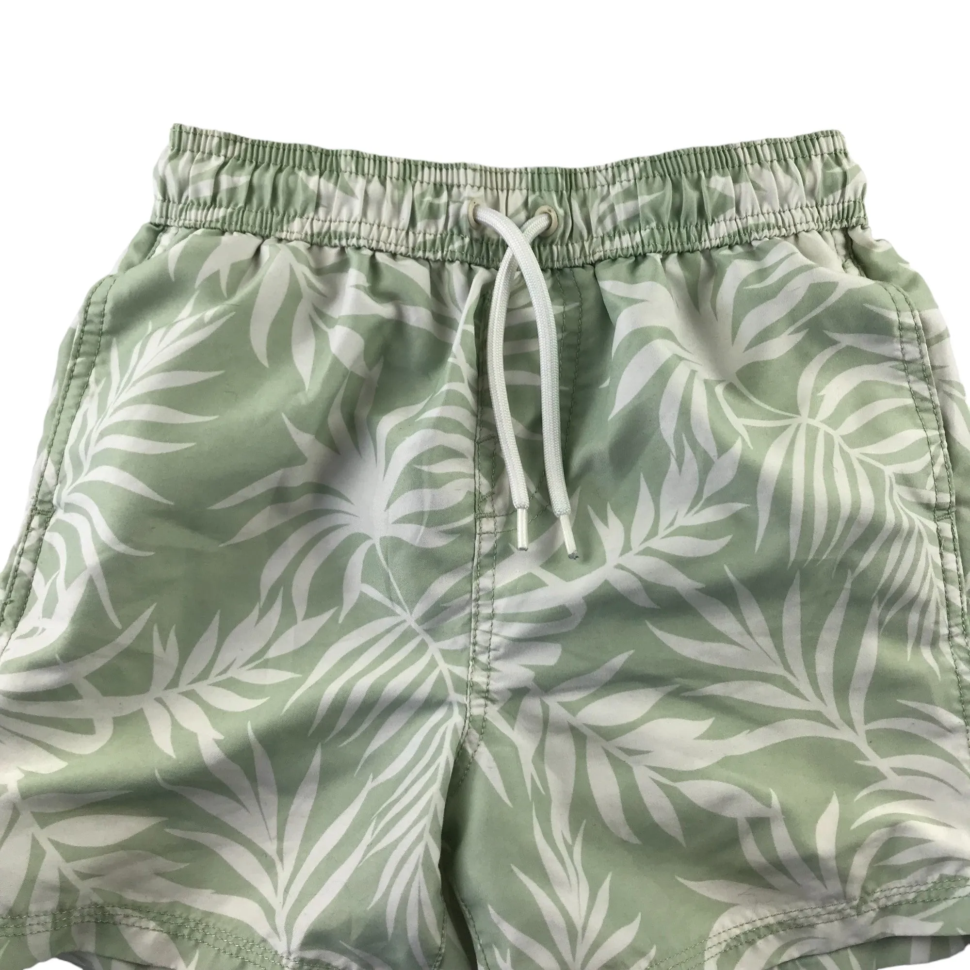 George swim trunks 7-8 years light green leafy print shorts