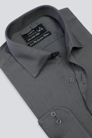 Grey Herringbone Formal Shirt