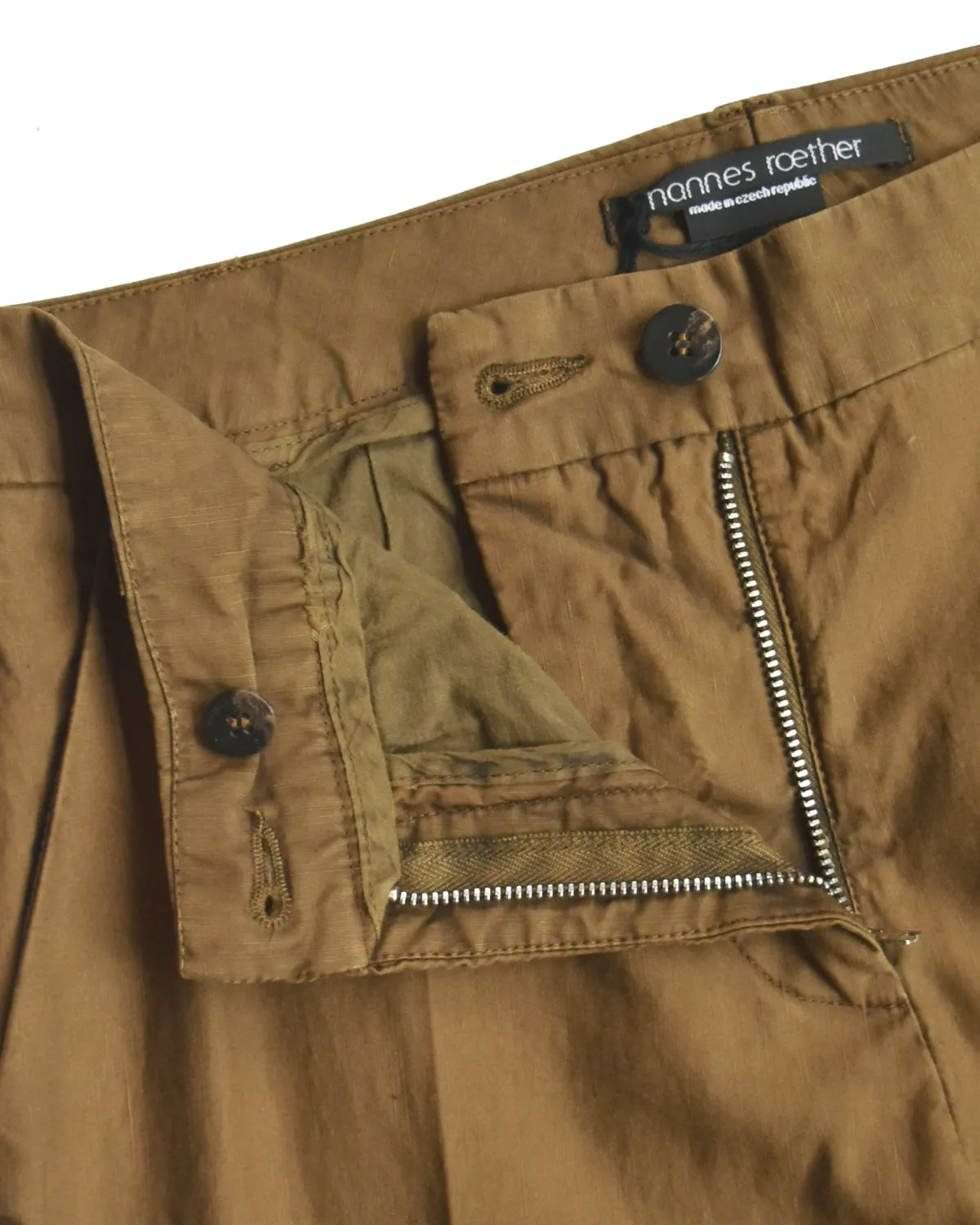 Hannes Roether Brown Pleated Flair Trouser