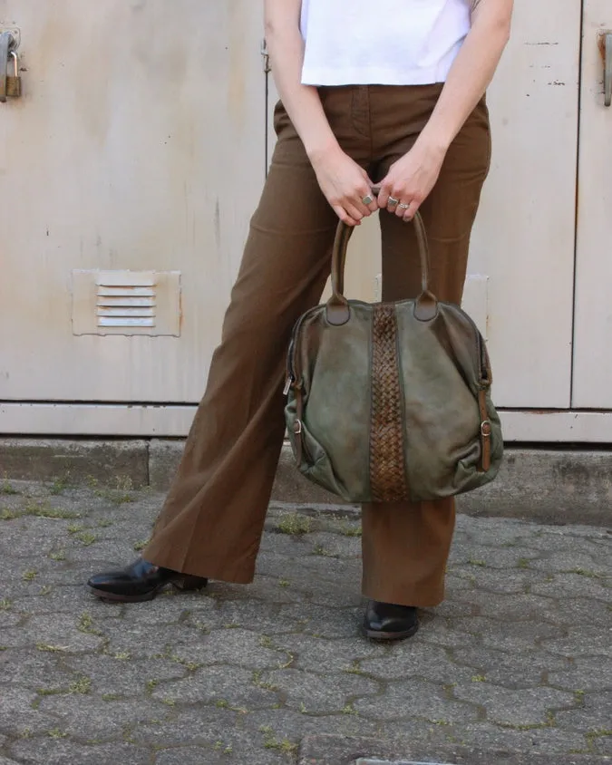 Hannes Roether Brown Pleated Flair Trouser