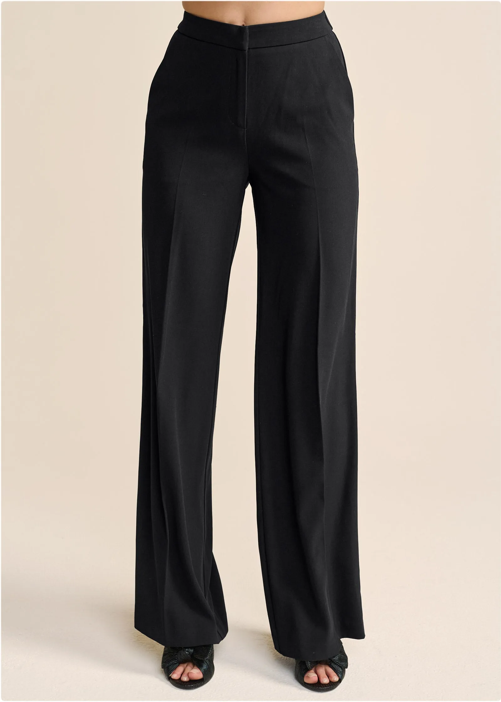 High-Rise Wide Leg Trousers - Black